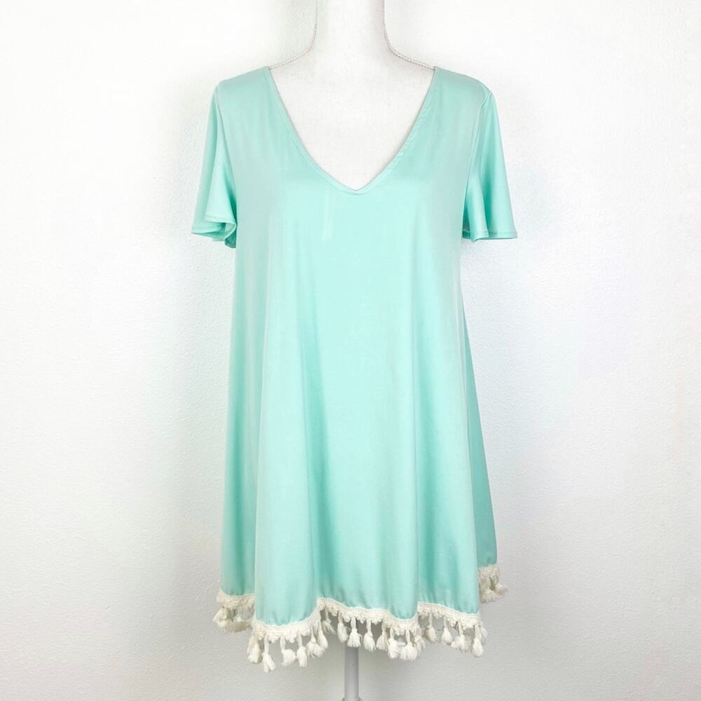 Judith March Tunic V Neck Fringe Top - Size Large